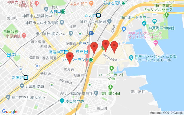 神戸駅の保険相談窓口のマップ